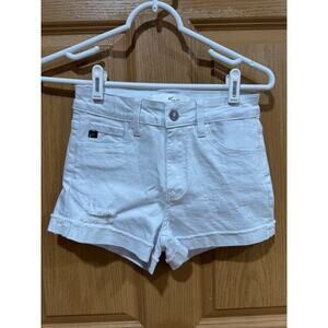 NWT Kancan High Rise Distressed Jean Shorts White Size Small